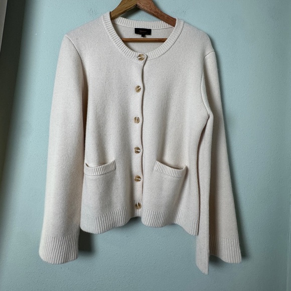 Quince Mongolian Cashmere Structured Cardigan Ivory Size Large - Picture 4 of 12
